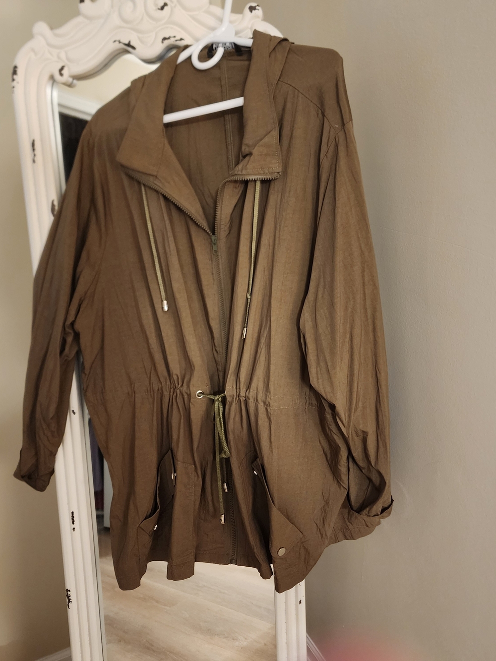 BloomChic Olive Utility Drawstring Anorak Jacket